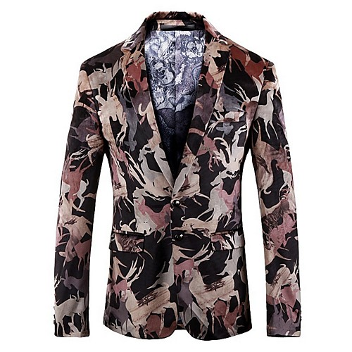 

Men's Blazer Notch Lapel Polyester Brown