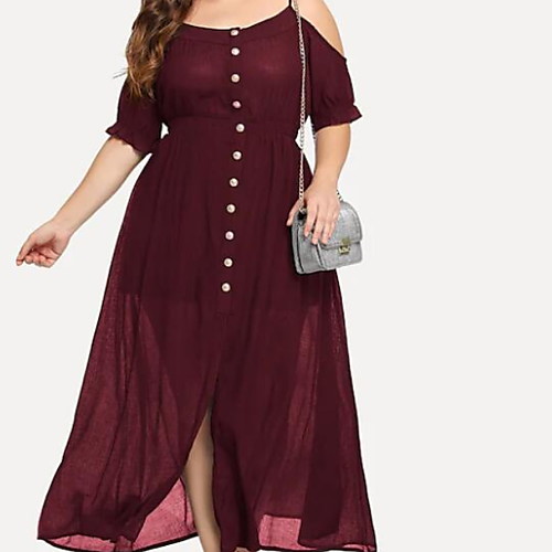 

Women's Shift Dress - Solid Colored Black Wine Green L XL XXL