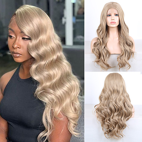 

Synthetic Lace Front Wig Wavy Middle Part Lace Front Wig Long Golden Brown / Ash Blonde Synthetic Hair 18-26 inch Women's Cosplay Soft Adjustable Blonde