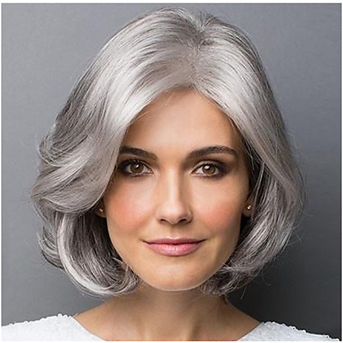 

Парики из искусственных волос Loose Curl Ассиметричная стрижка Парик Короткие Серый Искусственные волосы 11 дюймовый Жен. Лучшее качество Прямой пробор Серый