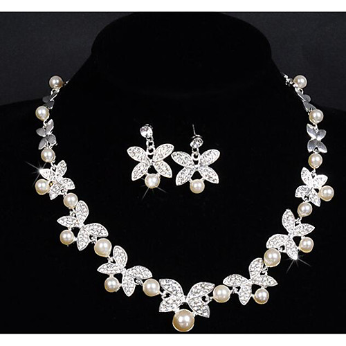 

Women's Crystal Bridal Jewelry Sets Transparent Flower Vintage Elegant Earrings Jewelry White For Wedding Party 1 set