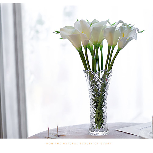 

10 шт. / Лот искусственные цветы калла лилия букет поддельный букет цветов стол домой свадебные украшения осень декор