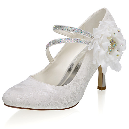 

Women's Wedding Shoes Glitter Crystal Sequined Jeweled Stiletto Heel Closed Toe Satin Sweet Spring & Summer / Fall & Winter Ivory