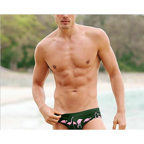 

Men's EU / US Size Basic Black Blushing Pink Army Green One-piece Swimwear Swimsuit - Animal Print S M L Black