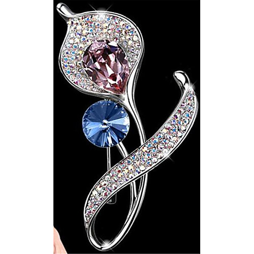 

Women's Cubic Zirconia Brooches Geometrical Flower Stylish Brooch Jewelry Rainbow Blue LED Light Blue For Daily Work