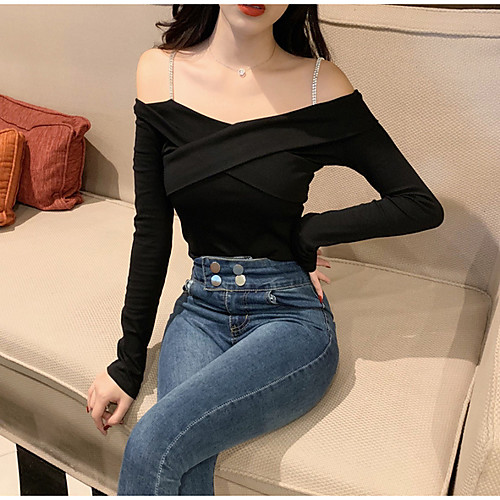 

Women's Daily Blouse - Solid Colored Black