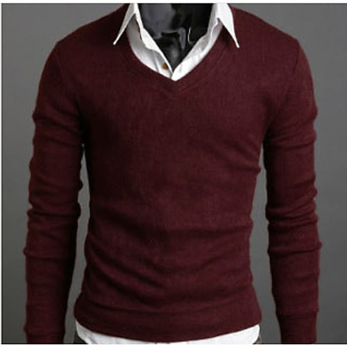 

Men's Solid Colored Long Sleeve Pullover Sweater Jumper, Round Black / Wine / Purple US34 / UK34 / EU42 / US36 / UK36 / EU44 / US38 / UK38 / EU46