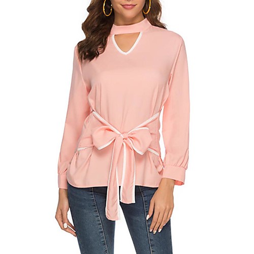 

Women's Daily Shirt - Color Block Blushing Pink