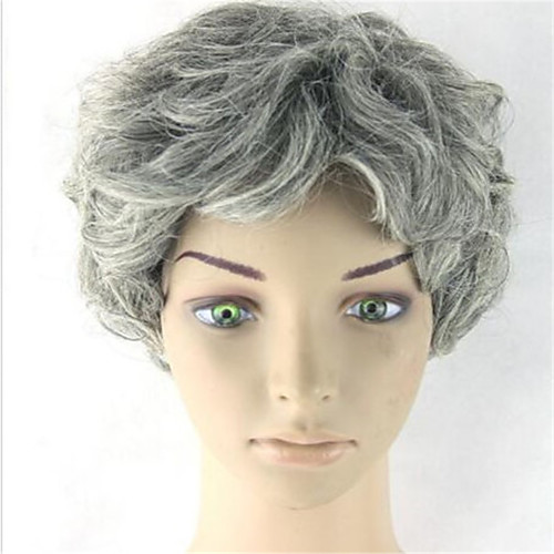 

Парики из искусственных волос Loose Curl Ассиметричная стрижка Парик Короткие Серый Искусственные волосы 6 дюймовый Жен. Лучшее качество Серый
