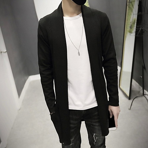 

Men's Solid Colored Long Sleeve Cardigan Sweater Jumper, Peaked Lapel Black / Dark Gray / Navy Blue US34 / UK34 / EU42 / US36 / UK36 / EU44 / US38 / UK38 / EU46