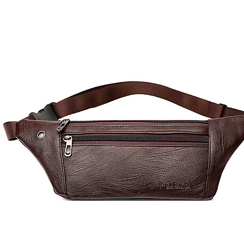 

Men's PU Fanny Pack Solid Color Black / Brown