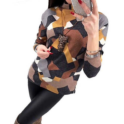 

Women's Daily T-shirt - Geometric / Color Block Yellow