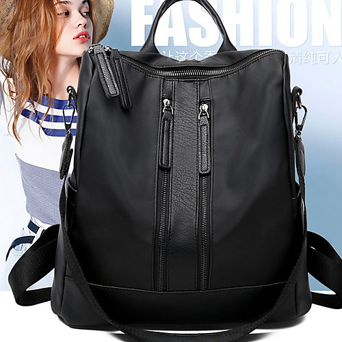 

Large Capacity Oxford Zipper Commuter Backpack Daily Black / Gray