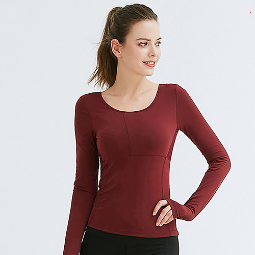 

Women's Yoga Top Thumbhole Patchwork Solid Color Black Burgundy Red Mesh Elastane Yoga Running Fitness Tee / T-shirt Short Sleeve Sport Activewear Breathable Quick Dry Comfortable High Elasticity