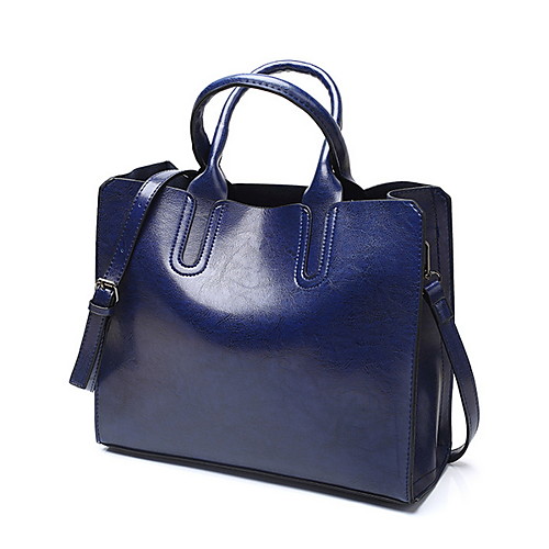 

Women's Zipper PU Top Handle Bag Solid Color Black / Brown / Red