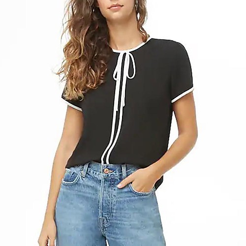

Women's Daily Shirt - Color Block Black