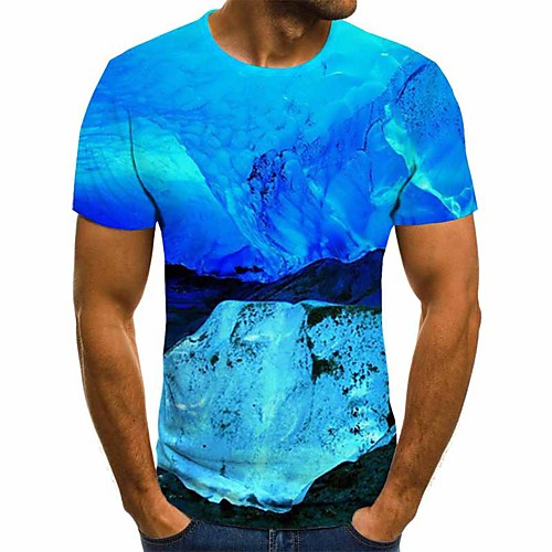 

Men's Daily Basic / Street chic T-shirt - Geometric / 3D Print Blue