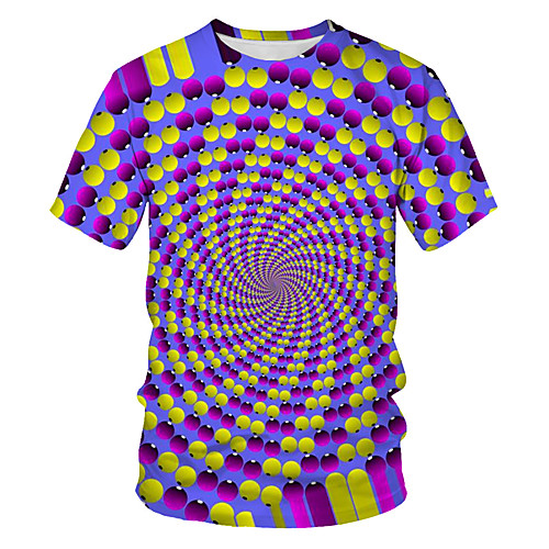 

Men's Daily Sports Basic / Street chic T-shirt - Geometric / Color Block / 3D Print Rainbow