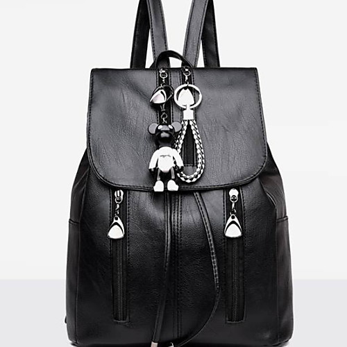

Large Capacity PU Zipper Commuter Backpack Daily Black