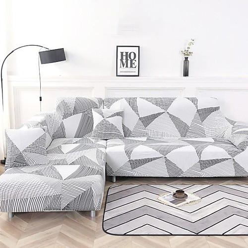 

Geometric Stripes Print Dustproof All-powerful Slipcovers Stretch Sofa Cover Super Soft Fabric Couch Cover with One Free Pillow Case