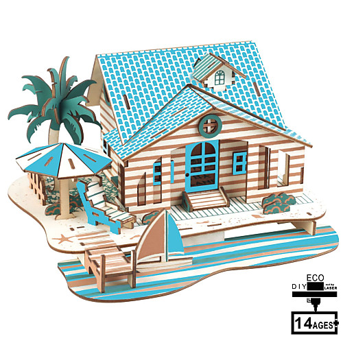 

3D Puzzle Jigsaw Puzzle Model Building Kit Famous buildings House DIY Wooden Classic Unisex Boys' Girls' Toy Gift