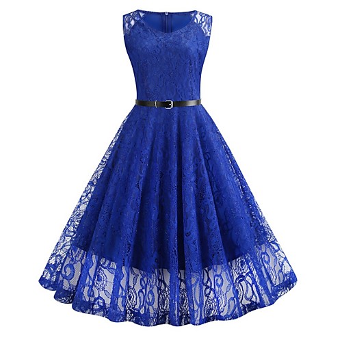 

Women's A Line Dress - Solid Colored Black White Blue S M L XL