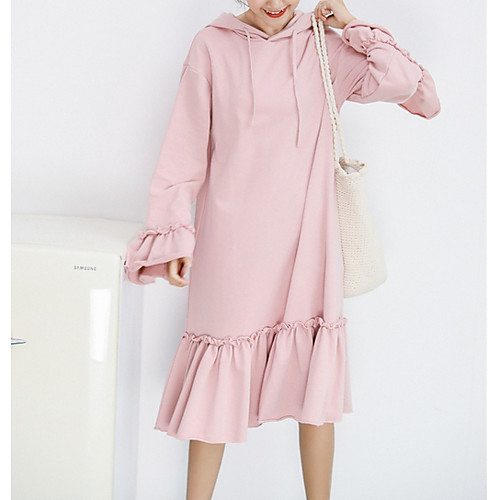 

Women's Elegant Shift Dress - Solid Colored Blushing Pink One-Size