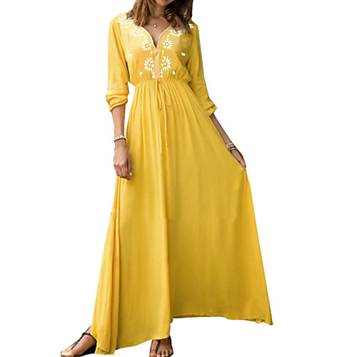 

Women's Swing Dress - Solid Colored Yellow S M L XL