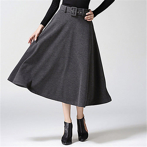 

Women's Valentine / Festival Active / Basic A Line Skirts - Solid Colored Drawstring Black Wine Dark Gray S M L