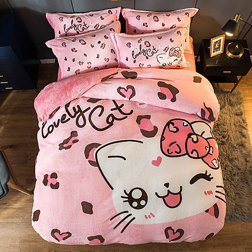 

Fashion Leopard Print Cartoon Flannel Duvet Cover Set Queen Bedding Cover Set Boys Girls Duvet Comforter Cover Set Luxury Soft Queen Duvet Cover Set