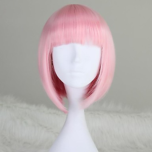 

Cosplay Costume Wig Synthetic Wig Cosplay Wig Straight Kardashian Straight Bob With Bangs Wig Pink Short Medium Length Pink Synthetic Hair Women's Pink