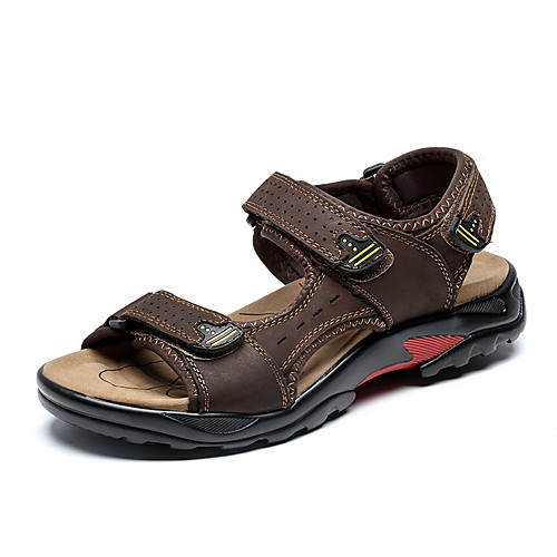 

Men's Comfort Shoes Cowhide Spring / Spring & Summer Sporty / Vintage Sandals Water Shoes Breathable Brown / Khaki