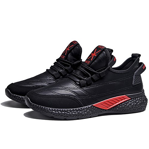 

Men's Comfort Shoes PU Winter Athletic Shoes Black and White / Black / Red