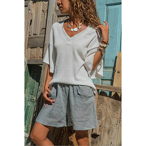 

Women's Daily T-shirt - Solid Colored Gray