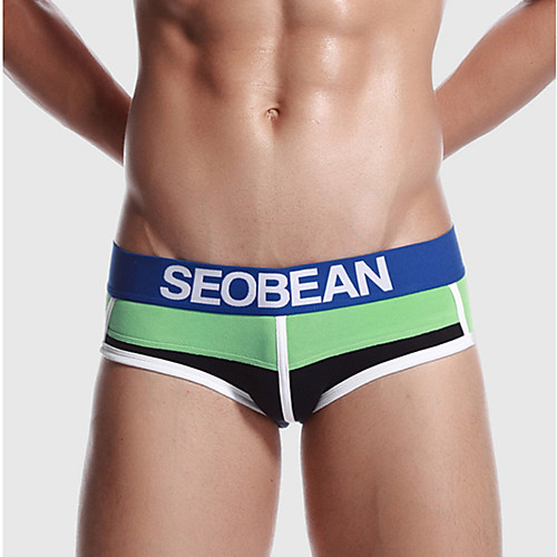 

SEOBEAN Men's Sport Briefs Running Shorts Patchwork Cotton Sports Boxer Briefs Underwear Briefs Running Fitness Jogging Breathable Quick Dry Soft Color Block Blue and White Black / Red WhiteRed
