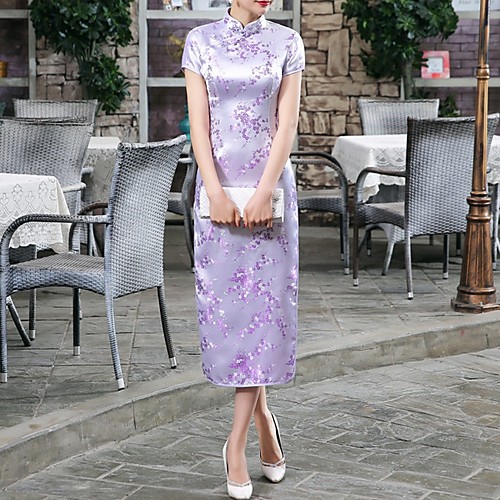 

Women's Elegant Sheath Dress - Floral Black Purple Blushing Pink S M L XL