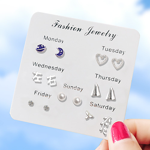 

Women's Stud Earrings Earrings Earrings Set Hollow Out Heart Galaxy Stylish Simple Trendy Cute Earrings Jewelry Silver For Gift Daily Prom Holiday Work