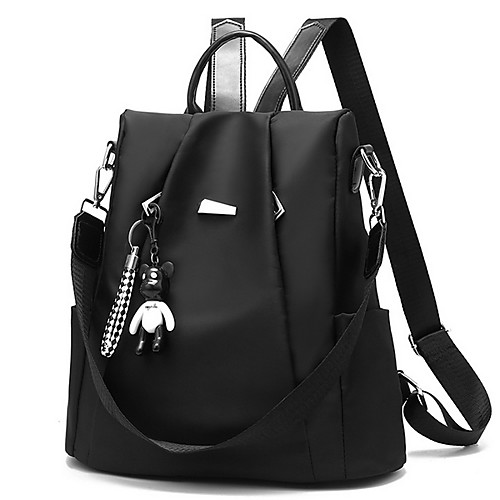 

Adjustable PU Zipper Commuter Backpack Daily Black / White