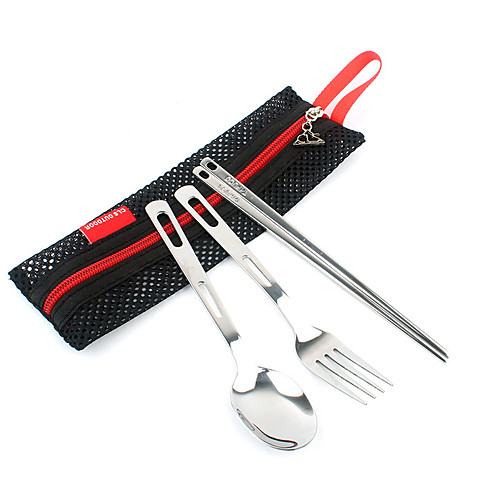 

Kitchen Tools Set Portable Wearable Durable for 1 person Stainless Steel Outdoor Camping / Hiking Traveling Picnic Black