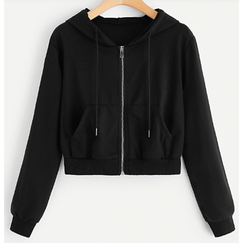 

Women's Casual Hoodie - Solid Colored Black S