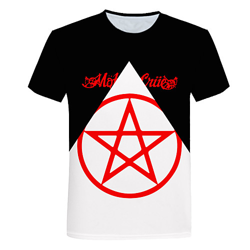 

Men's Daily Going out Basic T-shirt - Color Block / 3D / Letter Print Black