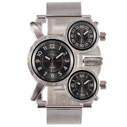 

Men's Steel Band Watches Japanese Quartz Stainless Steel Silver Chronograph Creative New Design Analog Outdoor New Arrival - Silver Two Years Battery Life