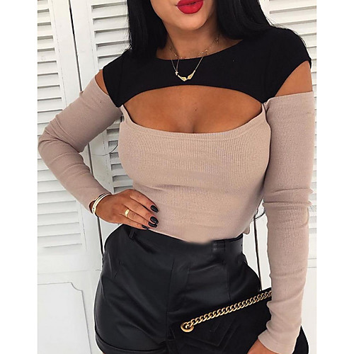 

Women's Daily T-shirt - Color Block Black