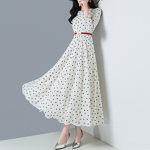 

Women's Casual Vacation Sophisticated Elegant Swing Dress - Geometric Pleated Print Black White M L XL XXL
