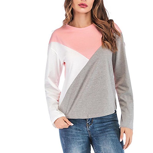 

Women's Daily T-shirt - Color Block Blushing Pink