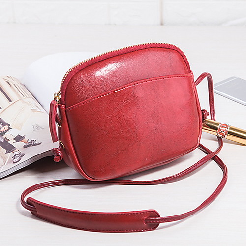 

Women's Zipper PU Crossbody Bag Solid Color Black / Brown / Wine