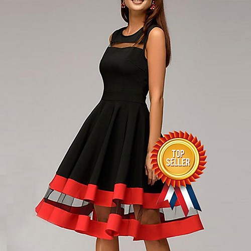 

Women's 2020 Plus Size Black Navy Blue Dress Spring Cocktail Party Sheath Striped Solid Colored Color Block S M Slim