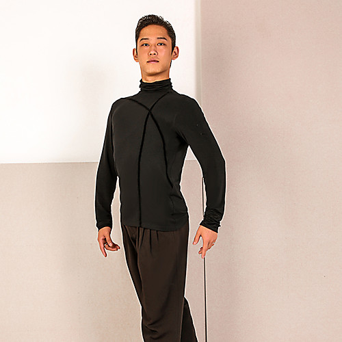 

Latin Dance Tops Men's Performance Modal Ruching Long Sleeve Top