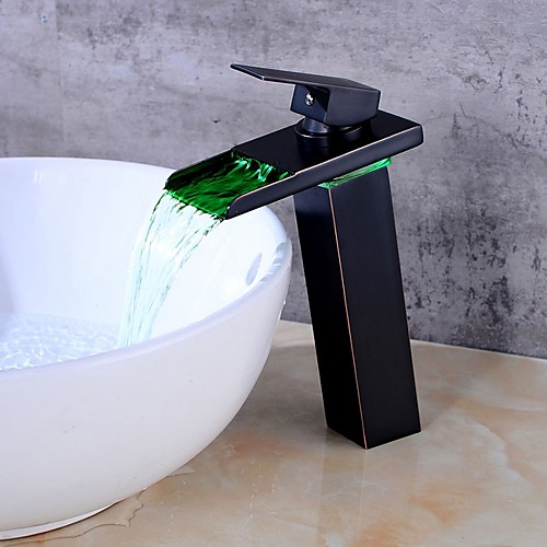 

Bathroom Sink Faucet - LED / Waterfall Electroplated Free Standing Single Handle One HoleBath Taps