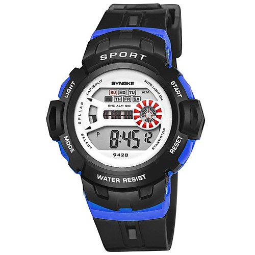 

SYNOKE Digital Watch Digital Sporty Stylish Silicone 30 m Water Resistant / Waterproof Calendar / date / day LCD Digital Outdoor Fashion - Black White Blue